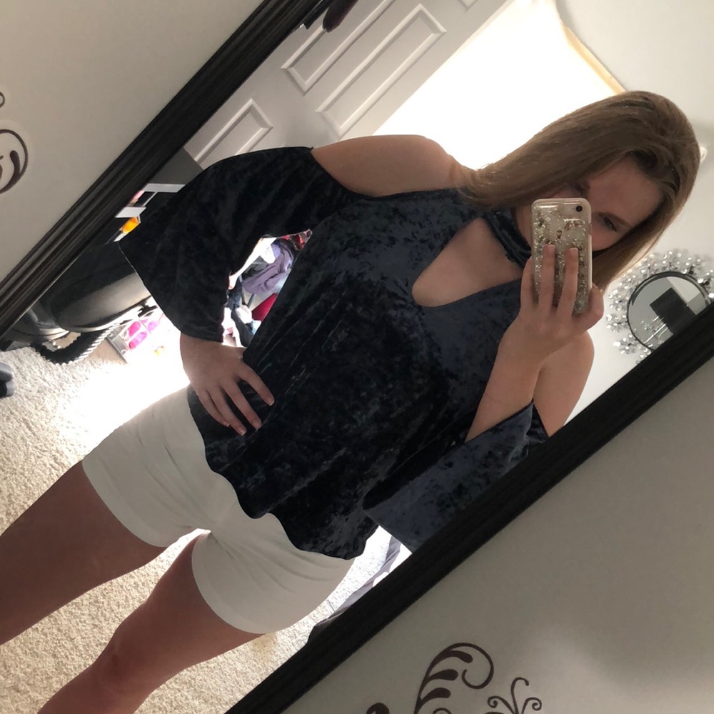 Velvet Cold Shoulder Shirt